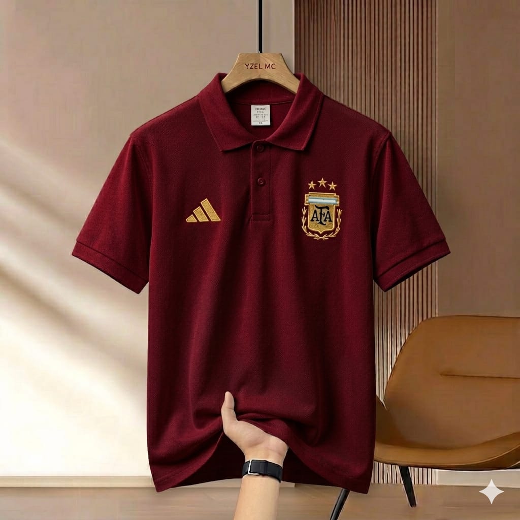 Super Premium China PK Cotton Jersey Polo Shirt For Men's [Argentina Jersey Maroon]