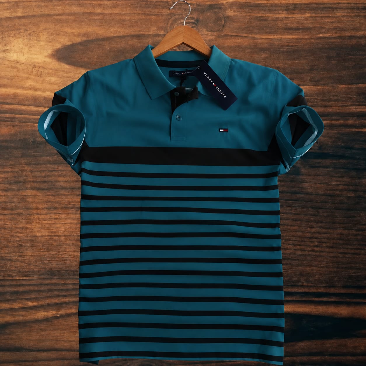 Super Premium PK Cotton Polo Shirt For Men's [Tommy Step Petrol]